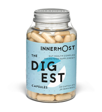 The Digest Capsules. These daily capsules contain probiotics and prebiotics to encourage the growth of good gut bacteria, with digestive enzymes and ginger to improve digestion and reduce bloating.